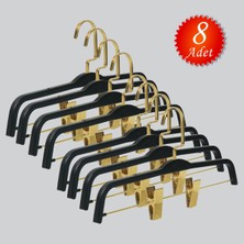 NYN Ahşap 8178 (Gold Kancalı Lama) Mandallı Etek Pantolon Askısı 8 Adet