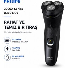 Philips 3000X Serisi Islak&kuru Tıraş Makinesi, 3 Yönde Dönen Başlıklar, Hassas Düzeltici, X3021/00
