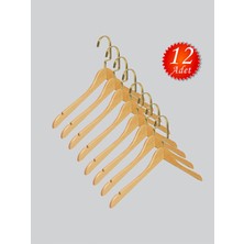 NYN Ahşap M001-Ç (Gold Kanca Lama) Gömlek, Tshirt, Bluz, Elbise Askısı 12 Adet