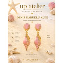 Up Atelier Yaz Koleksiyonu Plaj Modası Pembe Vintage Deniz Kabuğu Model Küpe
