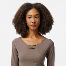 Karl Kani Retro Rib Uzun Kollu Kadın Bej T-Shirt