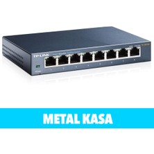 TP-Link Tp-Lınk TL-SG108, 8 Port, Gigabit, Yönetilemez, Metal Kasa, Masaüstü Switch