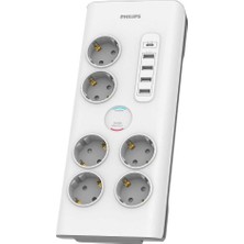 Philips Phılıps SPN7060WA/62 2m Akim Koruyucu Usb-C 4xusb 6'li Beyaz Priz Çoklayici