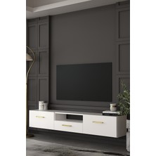 Dekortis Home Dekor 180DHDTDAÇ2BA Eros Duvara Monte Tv Sehpası,ünitesi Beyaz-Altın