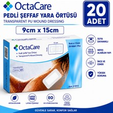 Octacare Su Geçirmez Pedli Şeffaf Pu Film Steril Yara Örtüsü 9CM×15CM (20 Adet)