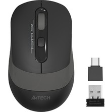 A4Tech A4 Tech FG10CS Aır2, Grey, Sılent, Fstyler, 2,4ghz Kablosuz, Usb-C Den Şarj Edilebilir, Optik Mouse, 10-15METRE, 4 Buton, Nano Alıcı
