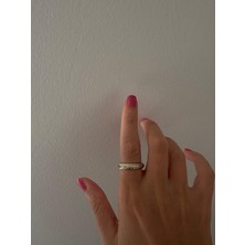 Xuping 14K Ayarlanabilir V Mini Taşlı Gold Yüzük
