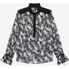 The Kooples Kadın Uzun Kollu Baskılı Siyah Bluz