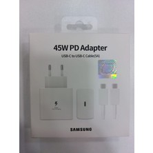 Samsung 45W Pd Adaptör Hızlı Şarj Özellikli Ev Şarj Adaptörü Usb-C Kablo (5A) Uyumlu Modeller