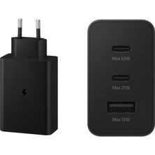 Samsung EP-T6530N Type C & Type A Hızlı Şarj Adaptörü Üçlü (65W - 25W - 15W) - Siyah