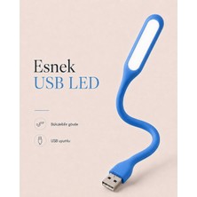 USB Taşınabilir Esnek LED Lamba - 360 Derece Ayarlanabilir Pratik Okuma ve Gece Lambası Mavi