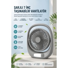Matechno Şarjlı Masaüstü Vantilatör 7 Inç LED Lambalı Mini Fan 3 Kademeli Hız Ayarı Type-C Şarjlı 180° Ayarlanabilir Sessiz Fan