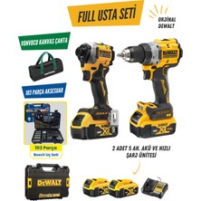 Dewalt Akülü Darbeli Vidalama DCK2051P2T 18V 5.0AH Çift Akülü Kömürsüz Ikili Set Torklu Şarjlı Matkap DCD800 + DCF850