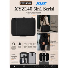 Classone 3in1 Serisi XYZ140 13,14 Inch Uyumlu Tablet, Laptop El ve Omuz Çantası – Siyah