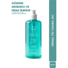 Glone Termal Yüz Temizleme Jeli | Gözenek Arındırıcı ve Ferah Temizlik | Çay Ağacı Yağı & Laktik Asit | 200 ml
