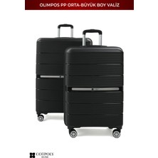 Cotpoly Home Olimpos Polipropilen Pp Kırılmaz 2'li Valiz Seti Büyük ve Orta Boy Siyah