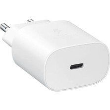 Beyaz Galaxy S23 Fe Type-C Fast Şarj Adaptörü 25W Beyaz (Samsung Türkiye Garantili) 2 Yıl USB Type