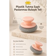 Plastik Tutma Saplı Paslanmaz Bulaşık Ovma Teli Lüks Bulaşık Teli