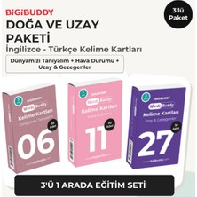 Bigibuddy  Wordsbuddy Çocuklar Için Türkçe Ingilizce Doğa ve Uzay Paketi 90 Kart 3'lü Set (Cihaz Hariç)