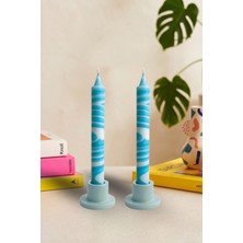 Kyphi Natural 2 Adet El Yapımı Ebru Şamdan Mumu | Dekoratif Blok Candle | 20 cm 8 Saat Yanma | Hediye