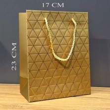 Ronanna Gold Geometrik Desenli Orta Boy Karton Hediye Çantası