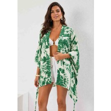Arven Deri Yeşil Batik Desenli Kadın Plaj Kimonosu – Oversize, Hafif ve Rahat Yazlık Kimono