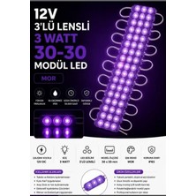 Erbay 3W Modül LED 12V Mercekli 10 Adet Mor Işık 12V 3W Parmak LED