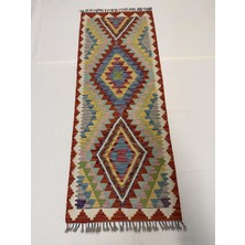 Afgan Halı El Dokuma Afgan Kilim Çift Taraf Kullanım Kök Boya Yolluk 66 x 171 cm