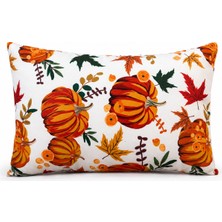 NB Tex Balkabağı Desenli Dikdörtgen Çift Taraf Dijital Baskı Dekoratif Kırlent Yastık 50X30 cm