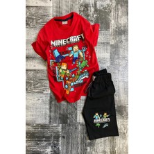 Koçak Kids Blok Oyun Desenli Kırmızı Renk Erkek Çocuk Şortlu Takım
