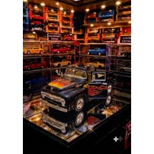 Oyuncak Sahili Chevy 1955 Stepside Pickup Jip Kinsmart 12CM Koleksiyon Kamyonet Dıecast Metal Çekbırak Araba Black Orjnal Kamyon