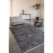 Halı Special Vera Antrasit  Kaymaz Taban Geometrik Pamuklu Yıkanabilir Salon Mutfak Oturma Odası Modern Kilim
