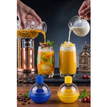 Baykush Silikon Küre Buz Kalıbı 2'li Mavi Sarı Set Büyük Top Dekoratif Sunum Buz Yapıc