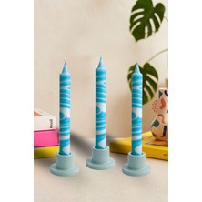 Kyphi Natural 3 Adet El Yapımı Ebru Şamdan Mumu | Dekoratif Blok Candle | 20 cm 8 Saat Yanma | Hediye