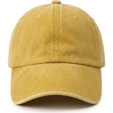 Lyra Vintage Eskitme Hardal Sarısı 100PAMUKLU Yıkamalı Unisex Kep Şapka