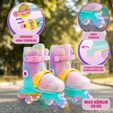 SmartFox Ayarlanabilir Tekerlekli Paten - Çocuk Pateni - Işıklı Paten Pembe