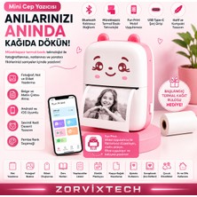 Zorvix Tech Mini Cep Yazıcısı Bluetooth Termal Yazıcı Ios Android Mobil Yazıcı