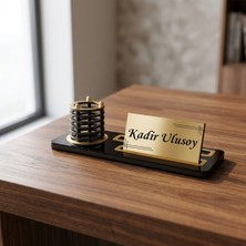 Hediye Vakti Minimalist Kişiye Özel Masa Isimliği - Gold ve Siyah Ofis Isimliği