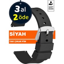 Trendburada 18MM-20MM-22MM-24MM Siyah Renk Soft Silikon Saat Kordonu Kayışı A72 SIYAH