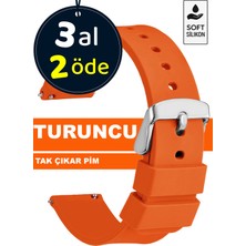 Trendburada 18MM-20MM-22MM-24MM Turuncu Renk Soft Silikon Saat Kordonu Kayışı A72 TURUNCU