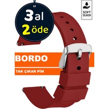 Trendburada 18MM-20MM-22MM-24MM Bordo Renk Soft Silikon Saat Kordonu Kayışı A72 BORDO