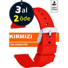 Trendburada 18MM-20MM-22MM-24MM Kırmızı Renk Soft Silikon Saat Kordonu Kayışı A72 KIRMIZI