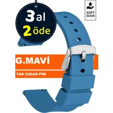 Trendburada 18MM-20MM-22MM-24MM Gök Mavisi Renk Soft Silikon Saat Kordonu Kayışı A72 GOK