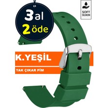 Trendburada 18MM-20MM-22MM-24MM Koyu Yeşil Renk Soft Silikon Saat Kordonu Kayışı A72 YESIL