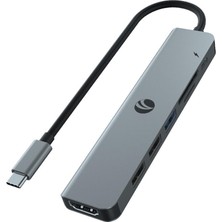 Vcom CUE18 Type-C To Hdmi(4K@30Hz)+Usb3.0+Usb-A2.0+SD2.0+TF2.0+Pd 3.0 100W Çoklayıcı