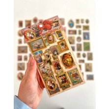 Kağıt Gemi Dükkan Vintage Mirror Memory Çiçek Tabloları Temalı 2 Yaprak 27 Adet Stereoskopik Sticker Seti/etiket/çıkartma