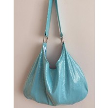 Mute Bag Turquoise Sequin Shopper / Turkuaz Pullu Kadın Omuz Çantası (28*49)