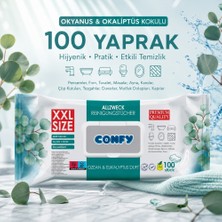 Confy Yüzey Temizlik Havlusu Mendili Okyanus & Okaliptüs Kokulu Xxl 100’LÜ (100 Yaprak) Çok Amaçlı Temizleme