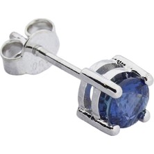 İryum 14 Ayar Altın 0.64 Karart Safir Tektaş Tek Küpe (Çift Değildir)