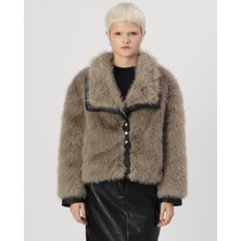 Only Kadın Deri Detaylı Kürk Ceket - 15330273